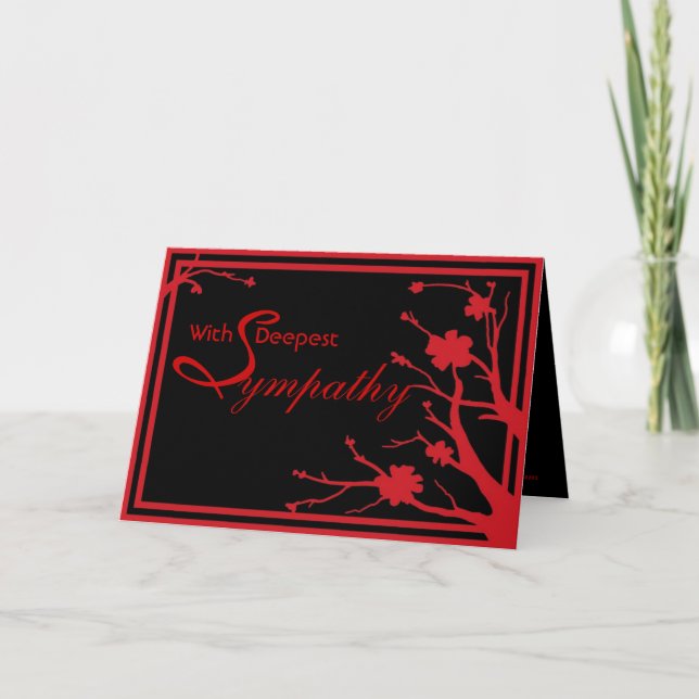 Carte de sympathie de design floral simple rouge n (Devant)