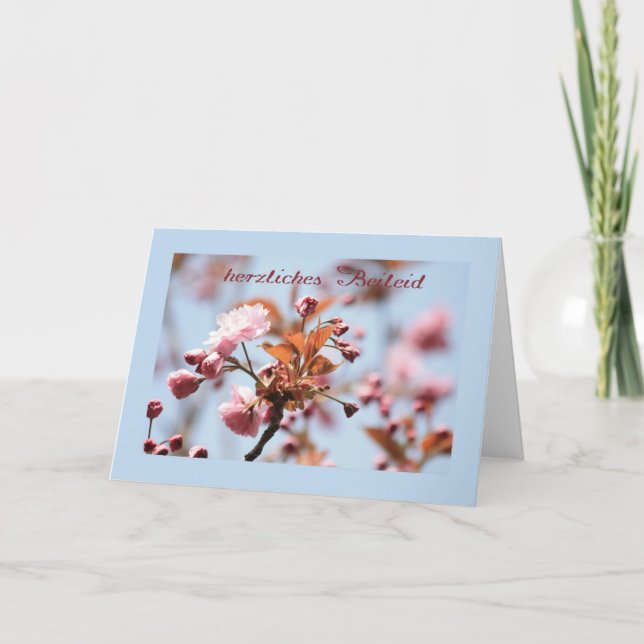 carte de sympathie en fleur rose allemand (Devant)