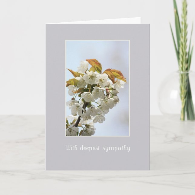 carte de sympathie en fleurs blanches.français (Devant)