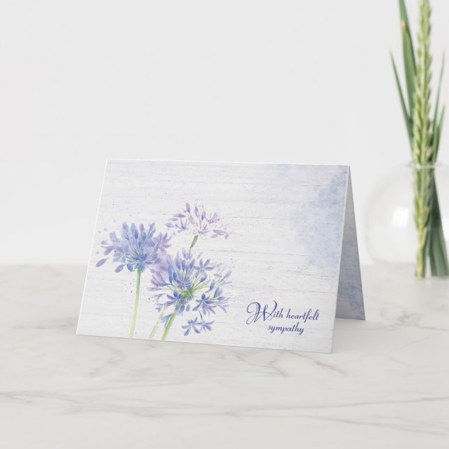 Carte de Sympathie Fleur sauvage Aquarelle Bleue (Devant)