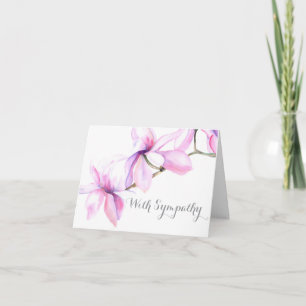 Carte de sympathie (fleurs de magnolia aquarelle)
