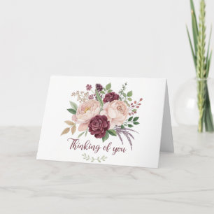 Carte de Sympathie Florale rose et bordeaux