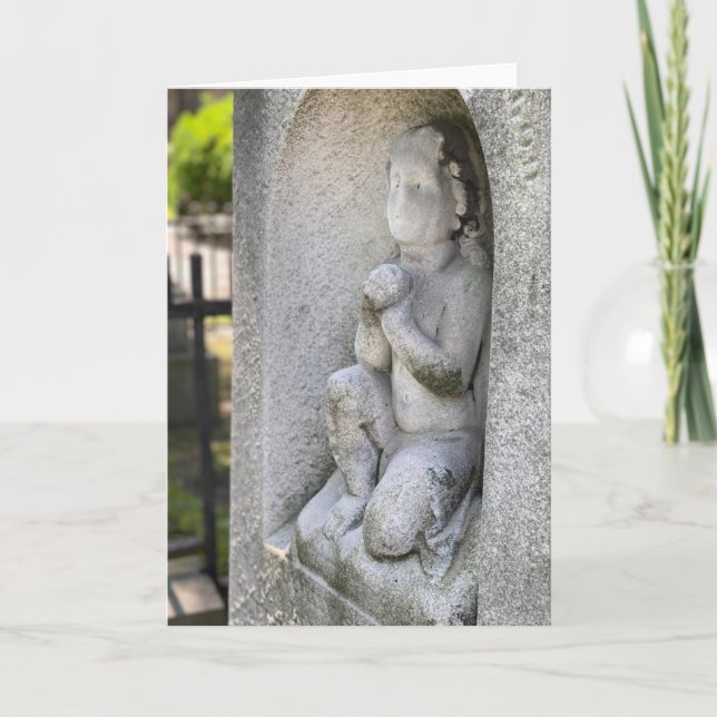 Carte de Sympathie gothique Ange vieille tombe BLA (Devant)