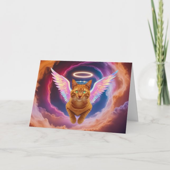 Carte de sympathie pour ange chat tigré orange (Devant)