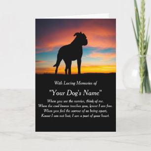 Carte de sympathie pour chien perdu Mémorial avec