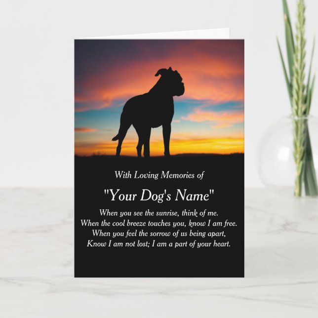 Carte de sympathie pour chien perdu Mémorial avec  (Devant)