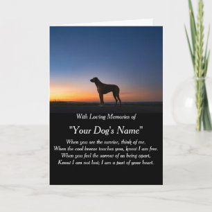 Carte de sympathie pour chien pour perte mémorial
