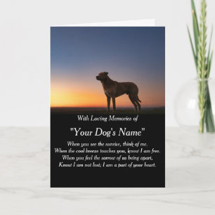 Carte de sympathie pour chien pour perte mémorial