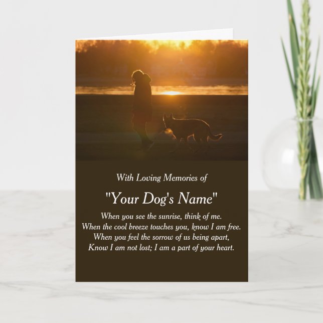 Carte de sympathie pour chien pour perte mémorial  (Devant)