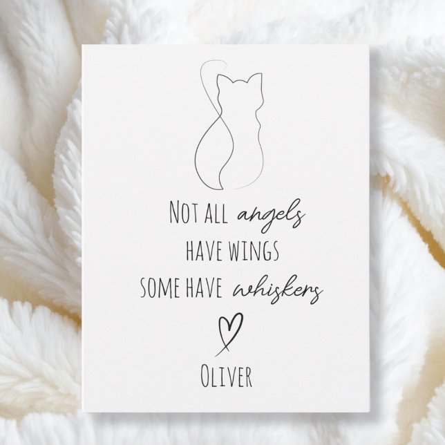 Carte de sympathie pour deuil de chat avec nom du  (Cat sympathy card)