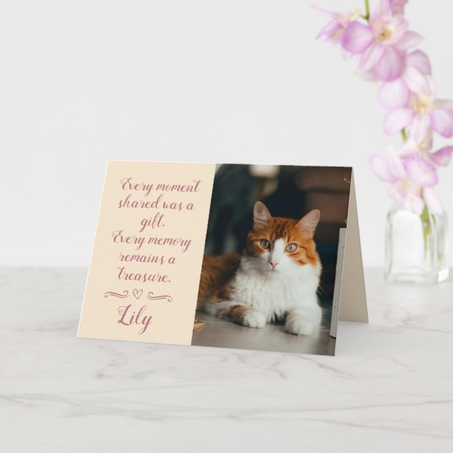 Carte de sympathie pour perte de chat avec photo e (Orchidée)