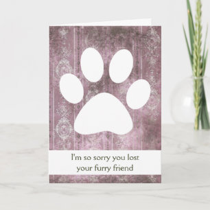 Carte de sympathie pour perte vintage d'animal