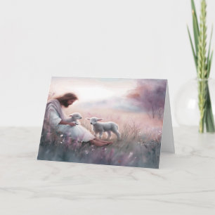 Carte de Sympathie Seigneur Jésus et agneaux