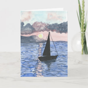 Carte de Sympathie Sunset Sailboat