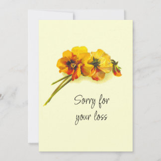 Carte de Sympathie vintage Fleurs de Pansy Jaunes
