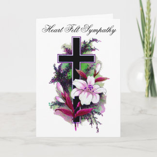 Carte de Sympathie violette blanche et rose Fleur 