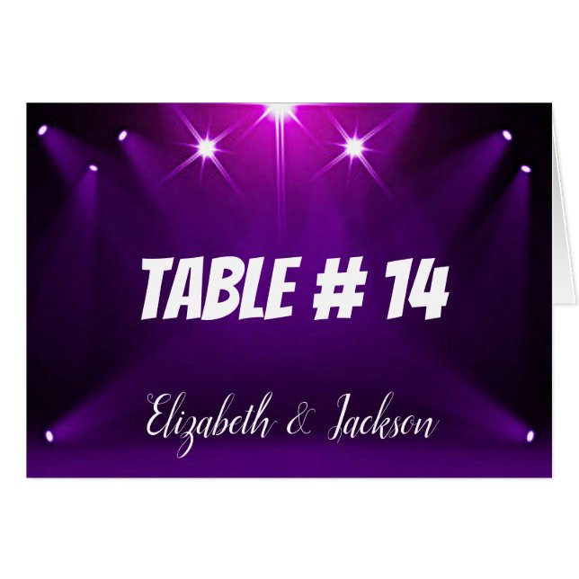 Carte de table #14 - Dans les projecteurs Mariage  (Devant Horizontal)