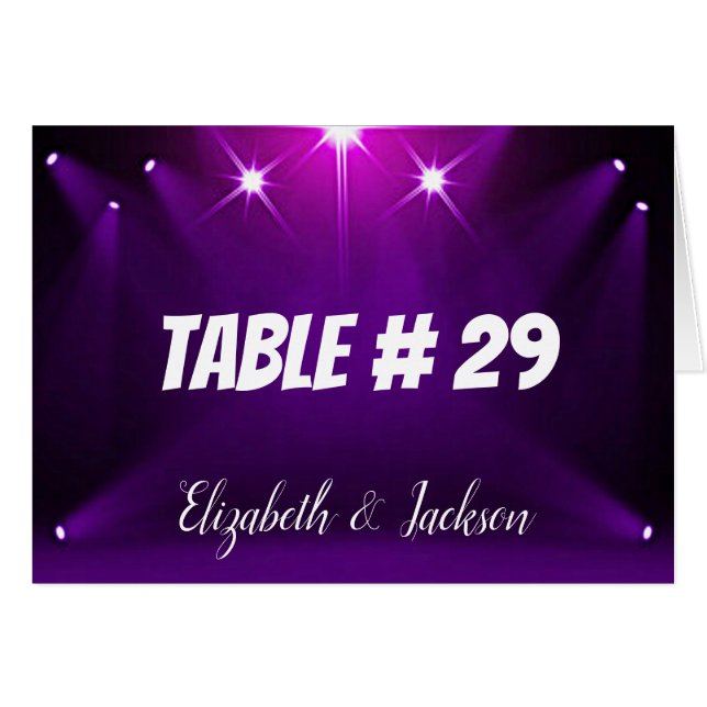 Carte de table # 29 - Dans les projecteurs Mariage (Devant Horizontal)