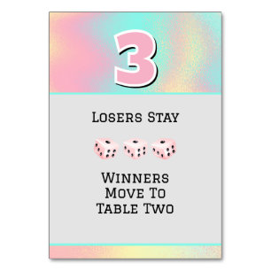 Carte de table #3 Bunco rose