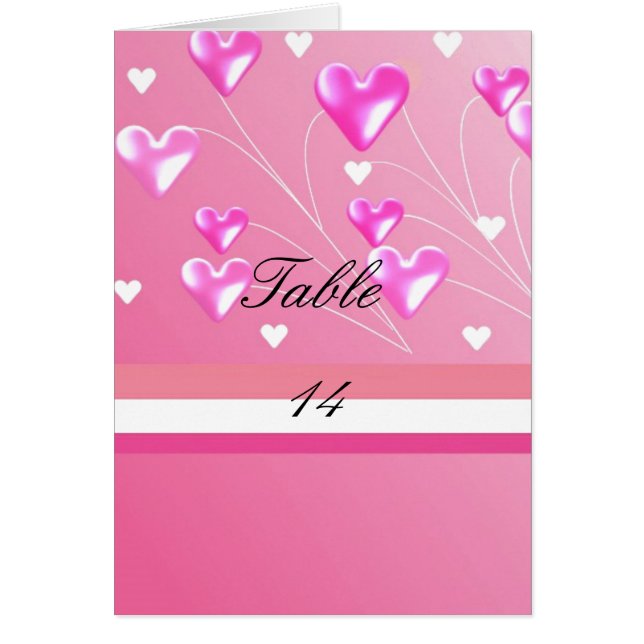 Carte de table à coeurs roses (Devant)