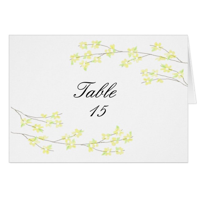 Carte de table à fleurs - Fleurs jaunes (Devant Horizontal)