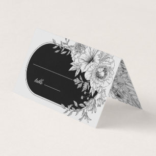 carte de table à mariage floral noir et blanc