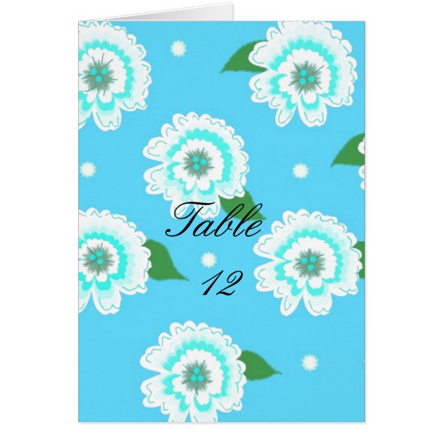 Carte de table à motif floral bleu (Devant)