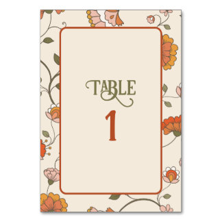 Carte de Table à Motif Floral Rouge Jaune Rétro Bo