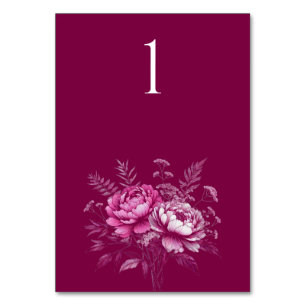 Carte de table Aquarelle Magenta Peony Mariage