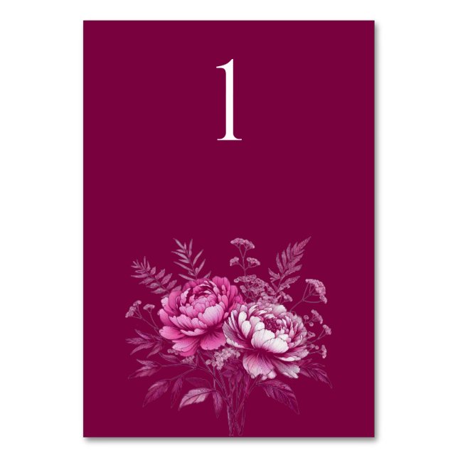 Carte de table Aquarelle Magenta Peony Mariage (Par défaut)