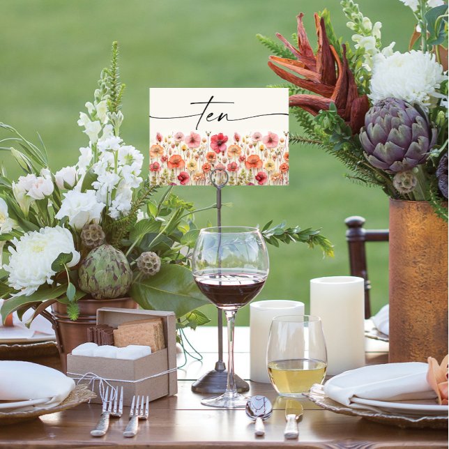 Carte de table Boho fleur sauvage Numéro Dix (Créateur téléchargé)