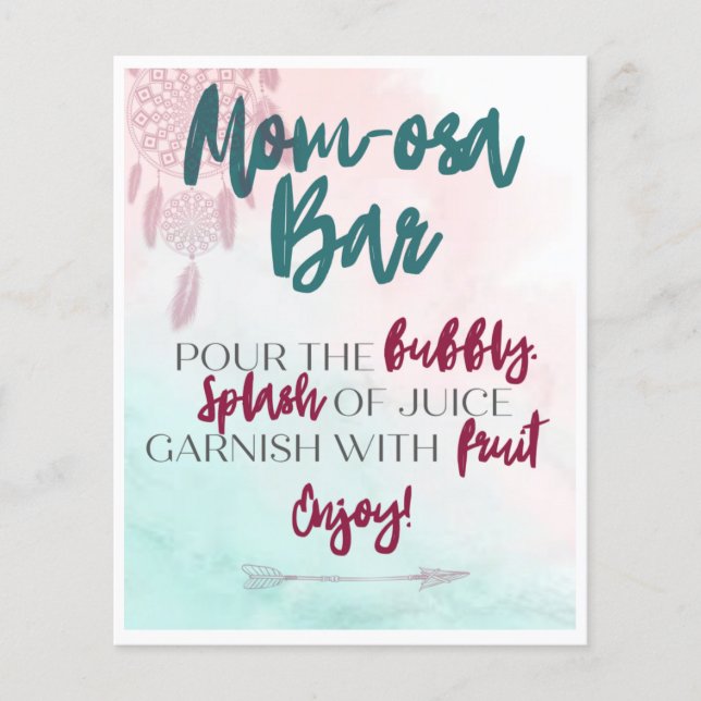 Carte de table Boho Mom-osa Bar (Devant)