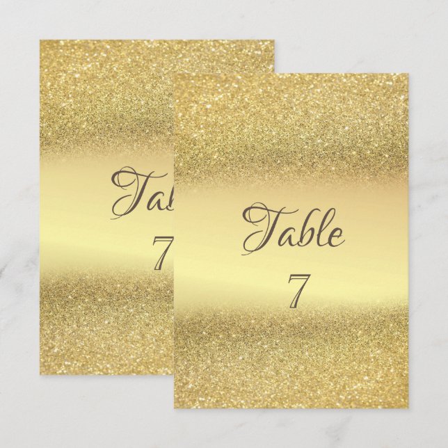 Carte de table Bokeh paillettes or élégant (Devant / Derrière)