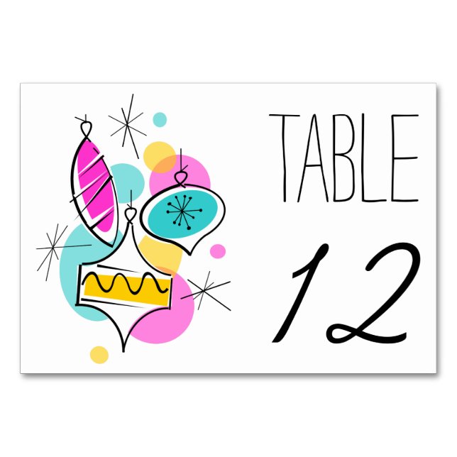 Carte de table Boules d'arbre rétro (Devant)