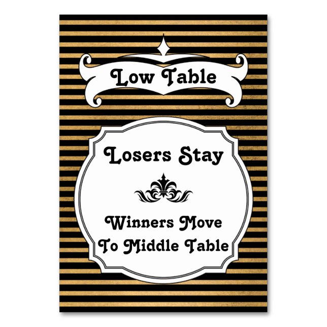 Carte de table Bunco Black and Gold Stripe - Faibl (Par défaut)