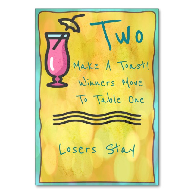 Carte de table Bunco Boisson Rose #2 (Par défaut)