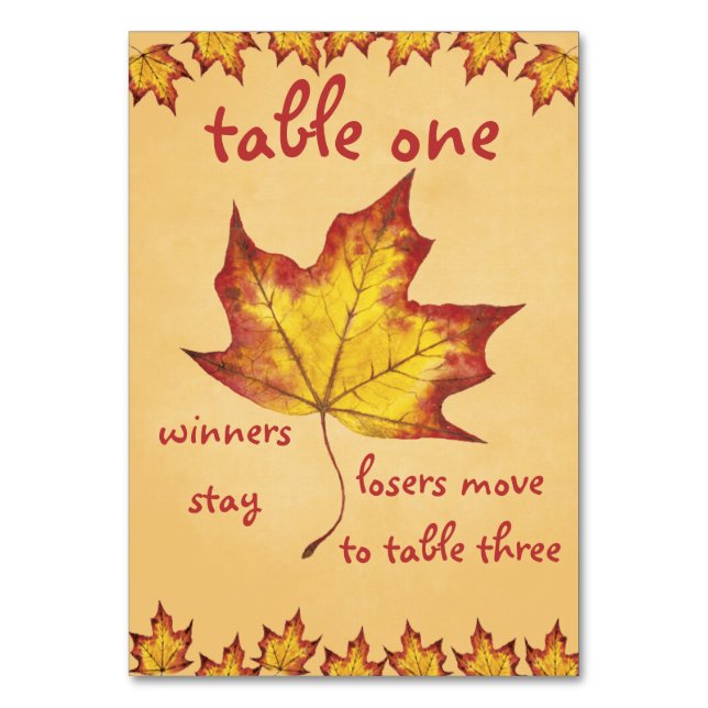 Carte de table Bunco Leaf Fall N° 1 (Dos)