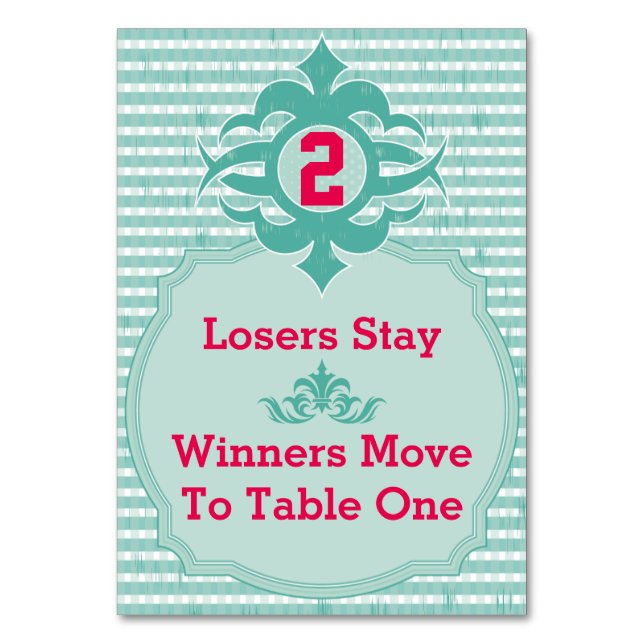 Carte de table Bunco - Plat #2 (Par défaut)