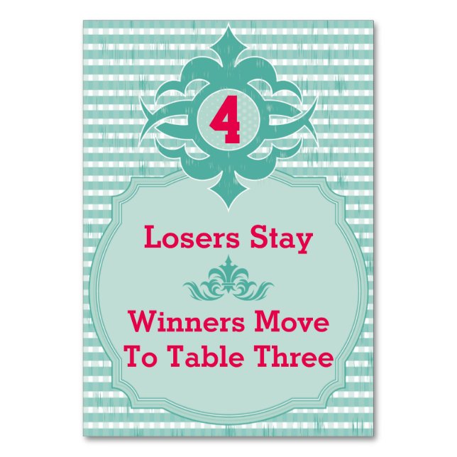 Carte de table Bunco - Plat #4 (Par défaut)