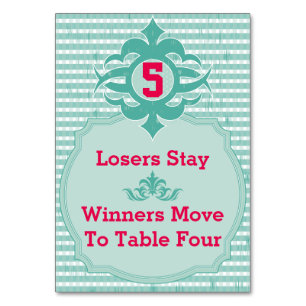 Carte de table Bunco - Plat #5