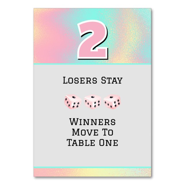 Carte de table Bunco rose #2 (Par défaut)