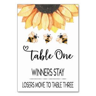 Carte de table Bunco Sunflower Bee #1