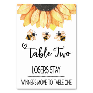 Carte de table Bunco Sunflower Bee #2