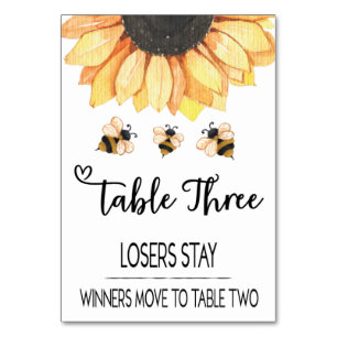 Carte de table Bunco Sunflower Bee #3