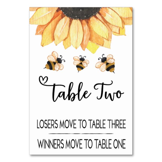 Carte de table Bunco Sunflower Bee Two (Par défaut)