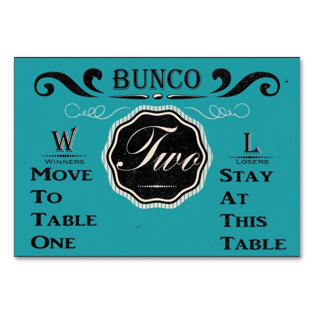 Carte de table Bunco vintage - #2 (Devant)