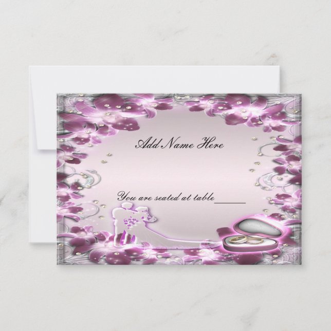 Carte de table chic florale violette tendance (Devant)