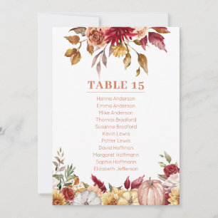 Carte de table Citrouille des fleurs d'automne