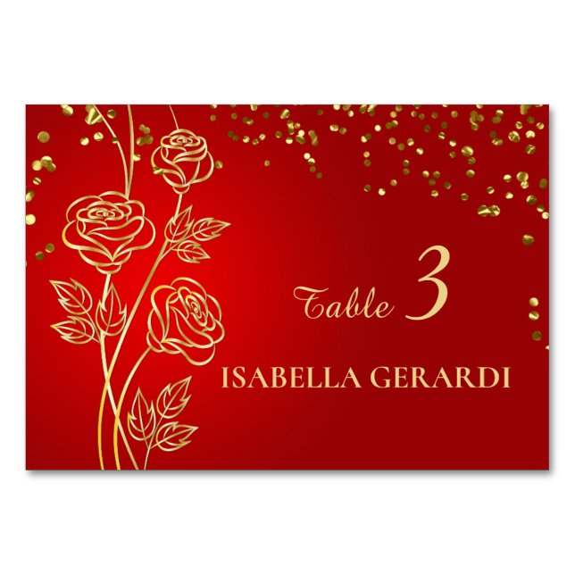 Carte de Table Confettis Rose Dorée (Devant)