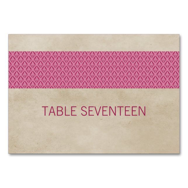 Carte de table Damask Russe rose (Devant)